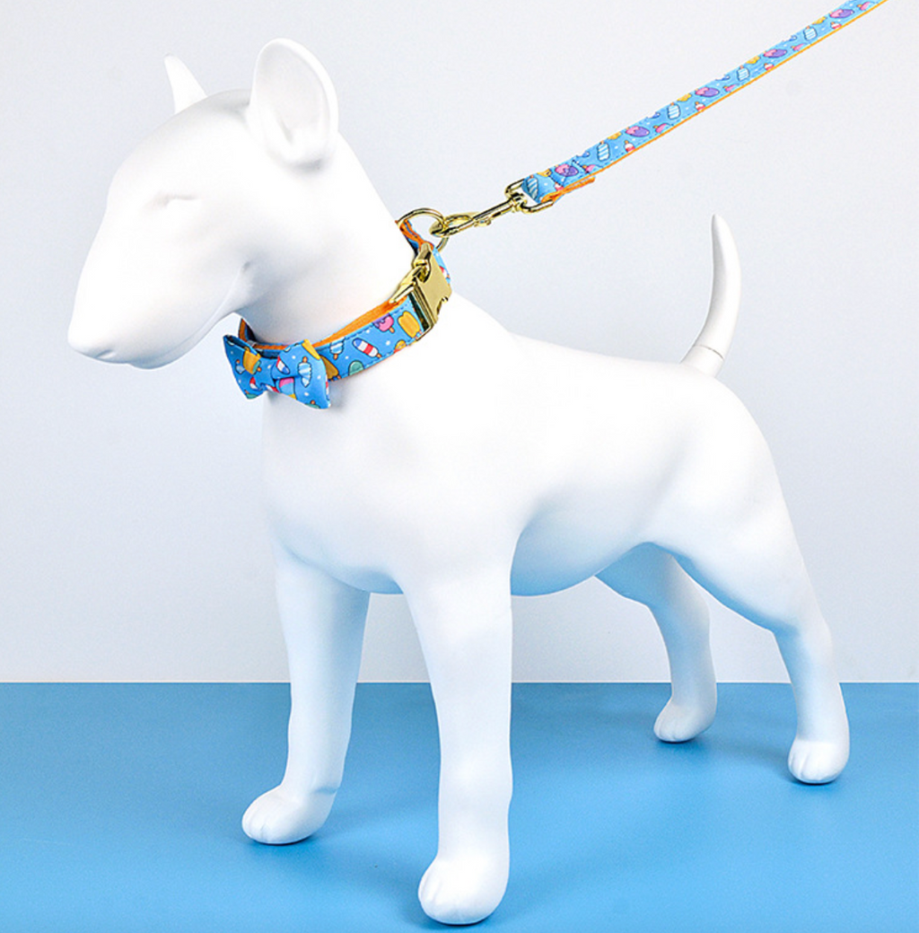 StyleWalk Bloom Series Dog Collar & Leash Set - Expresso