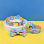 StyleWalk Bloom Series Dog Collar & Leash Set - Blue Ice-cream