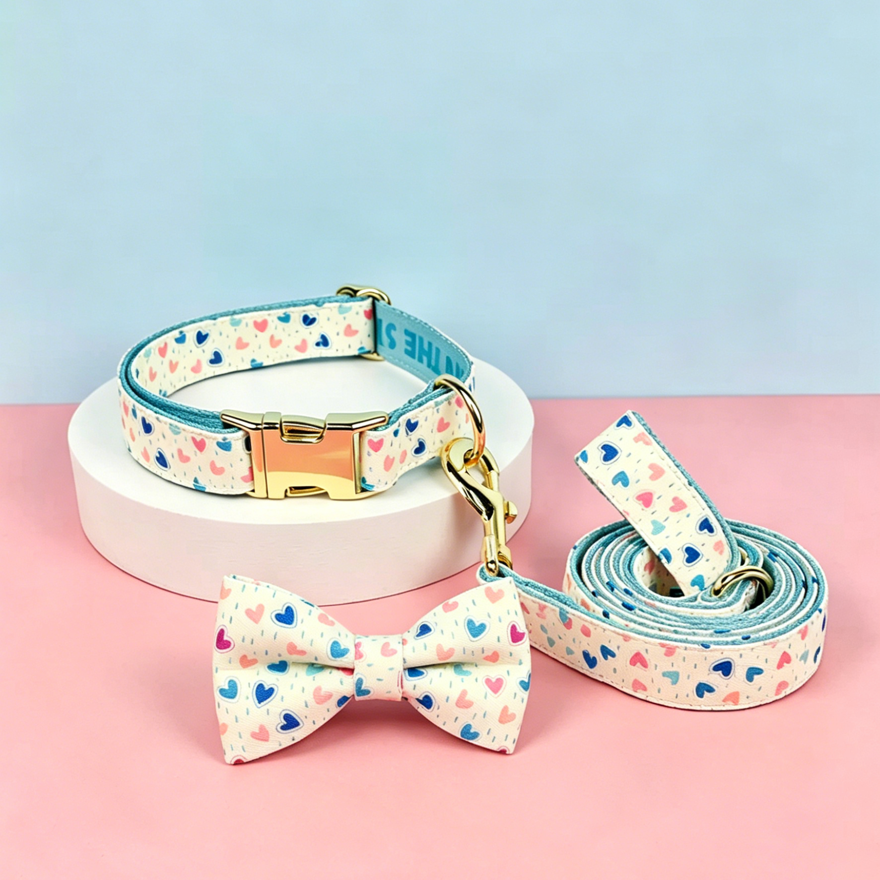 StyleWalk Bloom Series Dog Collar & Leash Set - Rain of Love