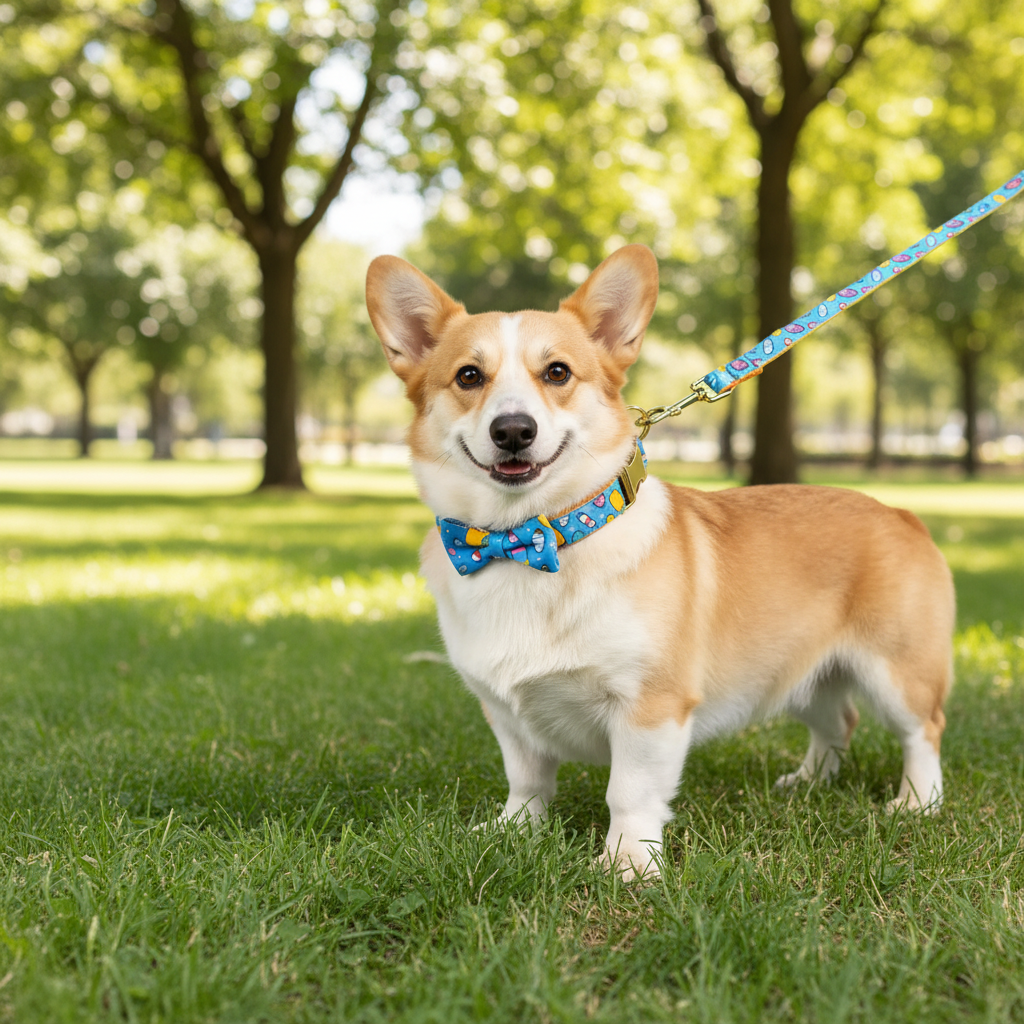 StyleWalk Bloom Series Dog Collar & Leash Set - Pink Avocado