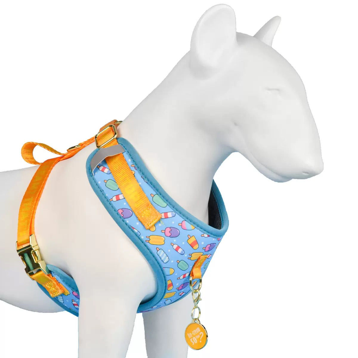 StyleWalk Bloom Series Dog Harness & Leash Set - Blue Ice-cream