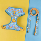 StyleWalk Bloom Series Dog Harness & Leash Set - Blue Ice-cream