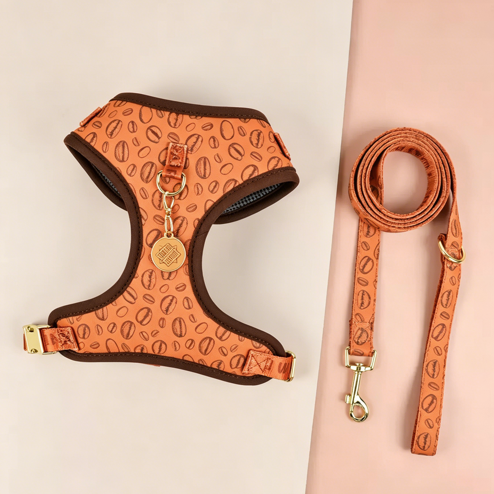 StyleWalk Bloom Series Dog Harness & Leash Set - Expresso