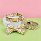 StyleWalk Bloom Series Dog Collar & Leash Set - Pink Avocado